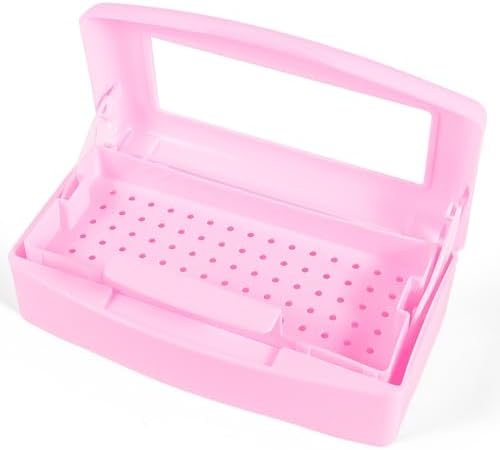 YoleShy Nail Tool Cleaning Box Pink Plastic Clean Container for Tweezers Esthetician Essentials Clean Jar for Hair Salon, Spa & Cutter Manicure Equipment-Nail Art Tool by YoleShy