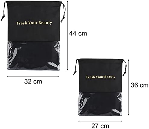 10 Pieces Wig Bags Hair Extension Storage Holder with Drawstring Hairpieces Ponytail Carrier Case Portable Dust Covers Large Size for Bundles, Wigs Tool, Gift and Travel (Large,Black) - Image 2