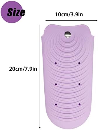 Heat Insulating Silicone Mat Pouch for Hair Styling Tools, Curling & Flat Irons Anti-Slip Travel Cover, Small Portable Straightener Pad for Curler Wands Storage, Hot Waver (Purple) - Image 2