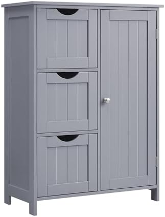 VASAGLE Bathroom Floor Storage Cabinet, 3 Drawers, Dove Gray by VASAGLEbySONGMICSHOME