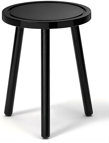 Wood Plant Stands Indoor, 16.7" Tall Plant Stand Outdoor Mid-Century Plant Stool, Single Plant Table Modern Small Round Side/End Table for Living Room, Balcony, Office(Black) by Unknown