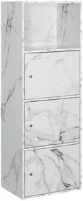 Xtra Storage 3 Door Cabinet in White Faux Marble Wood Finish by ConvenienceConcepts