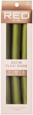 Red by Kiss Satin Flexi Heatless Curling Rods, Damage Free & Frizz Free No Heat Soft Curls, Silky Satin to Prevent Breakage, Comfortable Pin-Free Styling, Gentle Rollers for All Hair Types by REDbyKISS