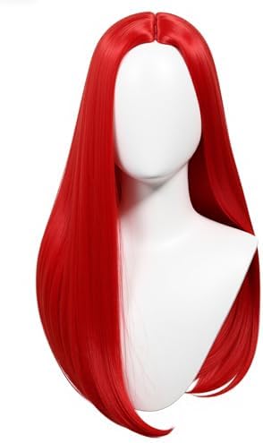 Long Red Staight Wig for Girls Middle Parting Wig for Kid Halloween Cosplay Wigs (Red/Straight) - Image 5