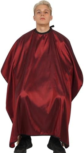 Professional Barber Cape with Neck Brush & Disposable Neck Paper, Wine Red - Image 3