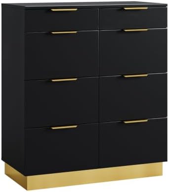 OmySalon Salon Station for Hair Stylist, Free‑Standing Barber Cabinet with 8 Drawers, Large Capacity Beauty Salon Hair Furniture for Barbershop Spa, Black Gold by OmySalon