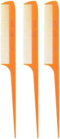 Allegro Combs 441 Rat Tail Combs Braiding Parting Fine Teeth Rattail Set For Hair Styling For Hair Coloring 3 Units (Neon Orange) by AllegroCombs