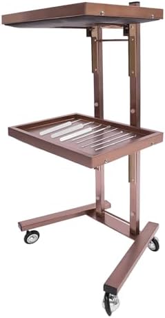 2 Tier Metal Rolling Cart, Folding Salon Tray Trolley, Mobile Storage Tray Cart with Wheels, Rolling Tray Salon Trolley Beauty Hair LashMayo Stand (Black) - Image 7