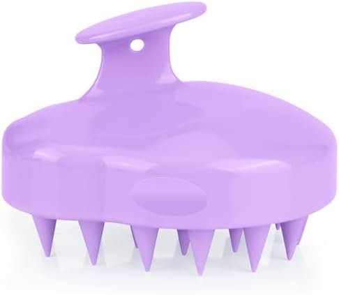 FREATECH Hair Scalp Massager Shampoo Brush with Soft Silicone Bristles for Scalp Care and Hair Growth, Shower Head Scalp Scrubber Exfoliator for Dandruff, Wet & Dry for Men, Women and Kids, Purple by FREATECH