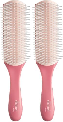 Diane Pro Nylon Pin Styling Hair Brush for Detangling, Separating, Shaping and Defining Wet Thick or Curly Hair, Glides Through Tangles with Ease (Pack of 2) by Diane