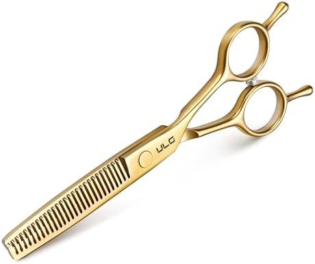 ULG Professional Texturizing & Thinning Shears - 6.5’’ Hair Cutting Scissors, Ultra Sharp Japanese Stainless Steel, Ambidextrous Ergonomic Handle for Barbers, Stylists, Salon & Home Use, Gold by ULG