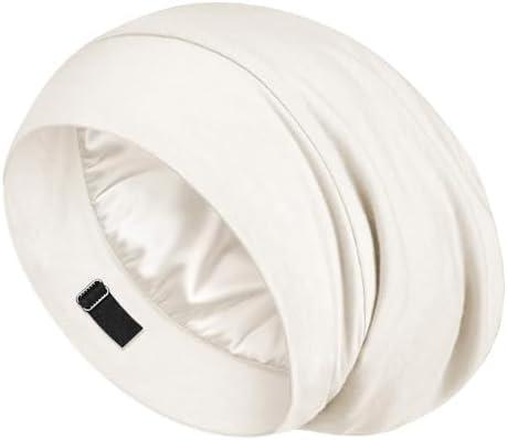 LULUSILK 100% Mulberry Silk Bonnet for Sleeping Women and Men, White by LULUSILK