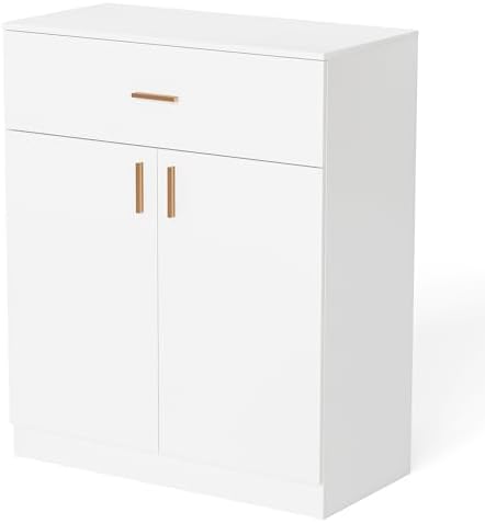 OmySalon Salon Storage Station Barber Station, Salon Stations for Hair Stylist, Free Standing Cabinet Beauty Salon Spa Equipment with 1 Drawers, 1 Storage Cabinet for Hair Styling, White by OmySalon
