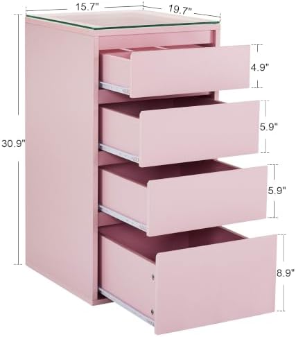BarberPub Salon Storage Cabinet with Glass Top, Beauty Station 3381-1 - Image 3