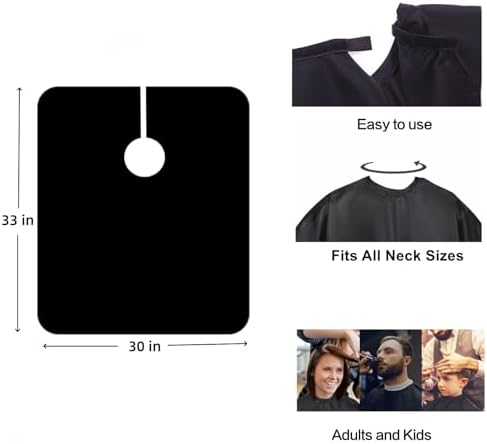 Short Barber Cape,Salon Apron for Hair Cutting Dye Coloring,Black - Image 3