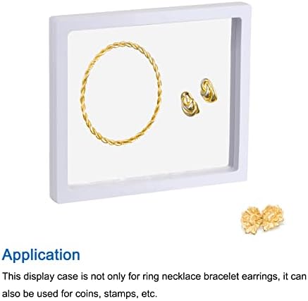 MECCANIXITY Floating Frame Display Holder Stand 3D Jewelry Display Box 7.09 x 7.09 x 0.79 inch White for Ring Necklace Bracelet Earring Pack of 2 - Image 5