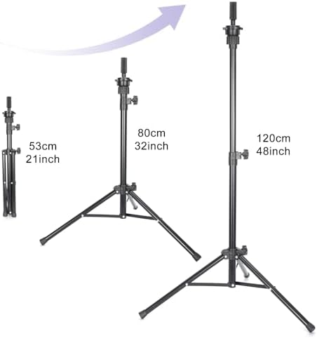Mannequin Head Stand, Adjustable Wig Head Stand, Reinforced Metal Mannequin Head Stand Wig Stand Tripod for Cosmetology Hairdressing Training (black, 48inch) - Image 2