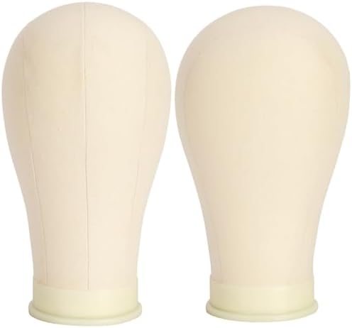 23 Inch Wig Mannequin Head with Stand Set Cork Canvas Mannequin Head with Wig Stand Manikin Canvas Head for Wigs Trimming Making Display with T Pins Set (White) - Image 2