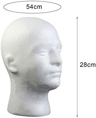 Mannequin Head Stand with Male Face, Styrofoam Foam Wig Head for Displaying Wigs, Glasses & Hats, Durable Manikin Head Model with Base for Styling, Storage and Salon Use - Image 2