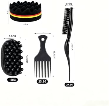 Hair Sponge Twist Brush Curl Styling Kit 4PCS for Afro Coily Hair - Image 2