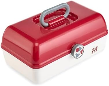 Caboodles School Spirit On-The-Go Girl Makeup Box, Crimson Over White, Hard Plastic Makeup Organizer Box, Built-In Mirror, Secure Latch for Safe Travel, Spacious Storage for Large Items - Image 2