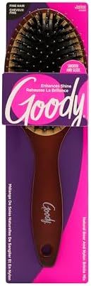 Goody Ceramic Hair Brush, Oval Cushion - Natural Boar and Nylon Bristle Mix to Enhance Shine & Smooth Hair, Fights Frizz and Static - Premium Wood Design is Pain-Free for All Hair Types by Goody