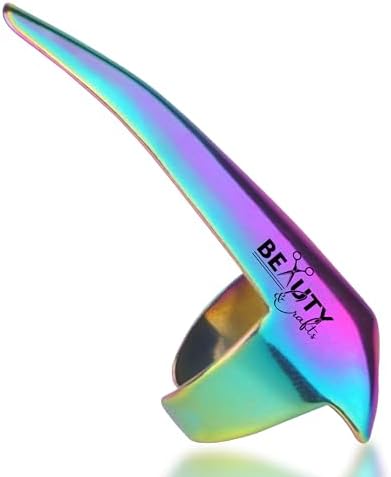 Pro Hair Parting & Sectioning Rings-Stainless Steel Finger Braiding Pick Tool for Precise Hair Styling and Extension Installations (1 PC Rainbow) by BeautyCrafts