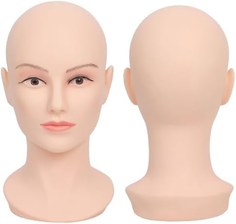 Female Life Size Bald Mannequin Head Professional Cosmetology for Wig Making, Display Wigs,Glasses,Eyeglasses, hairs, T pins,with Free Clamp by RuiSiMeiABrandYouCanTrust