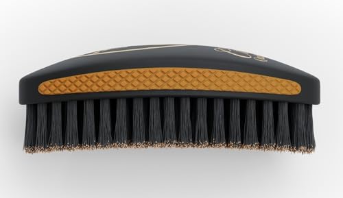 360 Wave Brush, Curved SOFT 100% Boar Bristle, BLACK & GOLD, Waterproof - Image 4