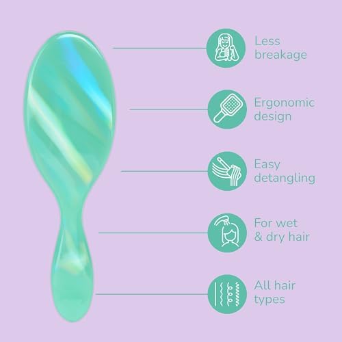 Wet Brush Original Detangler Hair Brush, Soft, Flexible Bristles Gently Detangle All Hair Types, Works on Wet or Dry Strands, Ergonomic Handle, Reduces Breakage, Limited Edition, Prismatic Glow Green - Image 3