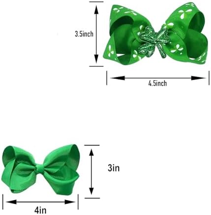 St. Patrick's Day Grosgrain Ribbon Alligator Hair Clips and Bows for Toddler Girls and Kids - 6PCS Solid Color Hair Accessories - Image 2