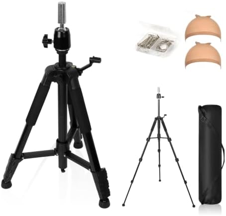 62" Adjustable Wig Stand Tripod, Mannequin Head Stand for Styling by NomadSphere