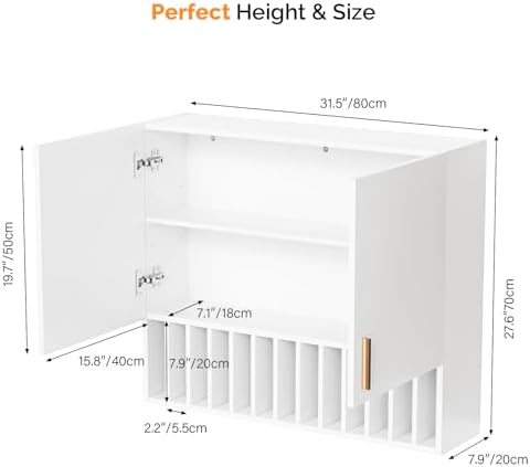 OmySalon Hair Color Organizer Rack, Salon Hair Color Tube Storage Cabinet with Adjustable Shelves, Wall Mounted Salon Barber Station for Barbershop Beauty Spa, White - Image 3