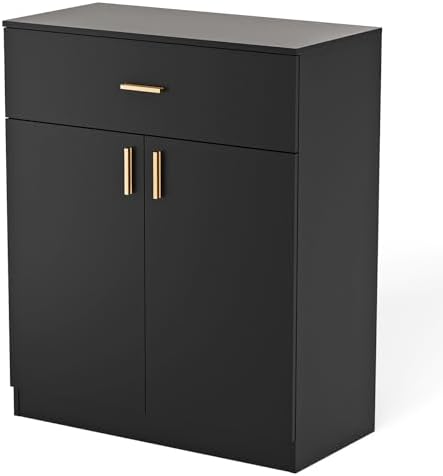 OmySalon Salon Storage Station Barber Station, Salon Stations for Hair Stylist, Free Standing Cabinet Beauty Salon Spa Equipment with 1 Drawers, 1 Storage Cabinet for Hair Styling, Black by OmySalon