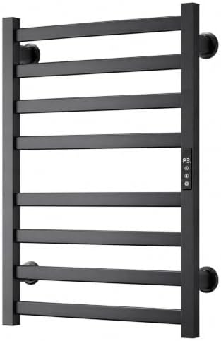 Electric Towel Warmer Wall Mounted, Heated Towel Rack with Intelligent Timer & Temperature Control, Plug-in or Hardwired, Left/Right Compatible, 27 Inch, Black by Unknown