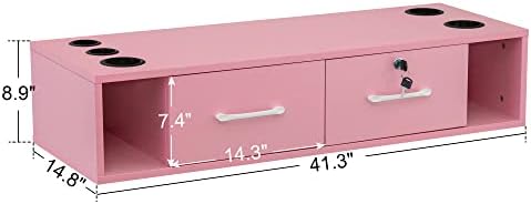 BarberPub Wall Mount Station with Drawers Styling Cabinet 2502(Pink) - Image 3