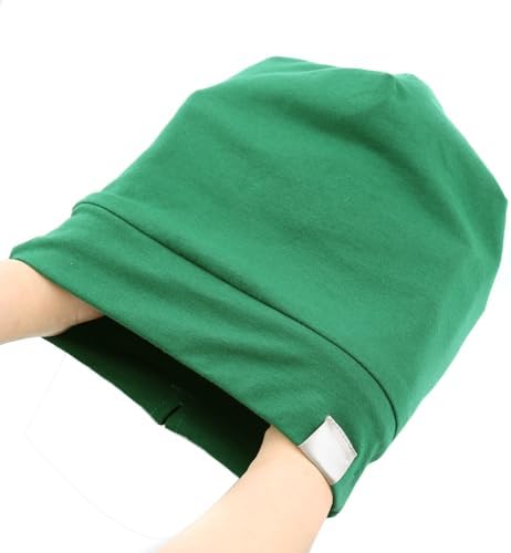 Kids Beanie Sleep Hats Bonnet Silky Lined Satin Bonnet with Elastic Band Child Curly Frizzy Hair Cover(Forest Green) - Image 7