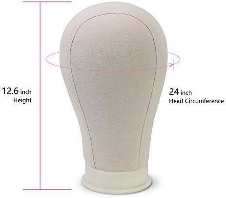 24Inch Canvas Block Wig Head Stand Set for Wig Heads Display Styling Making - Image 2