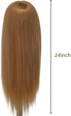 Mannequin Head 80% Real Human Hair 26'' Cosmetology Doll Head for Styling - Image 5