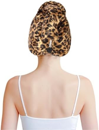Satin Microfiber Hair Towel Wrap for Quick Drying & Anti-Frizz - Super Absorbent, Hair Turbans for Wet Hair, Ideal for Long, Short, Curly Hair (Leopard) - Image 4