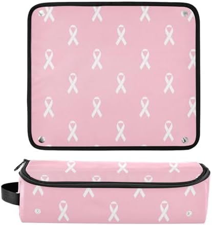 White Ribbon Hair Tools Travel Bag Carrying Case Portable Travel Organizer Pouch with Heat Resistant Mat for Curling Iron Hair Dryer Flat Irons - Image 3