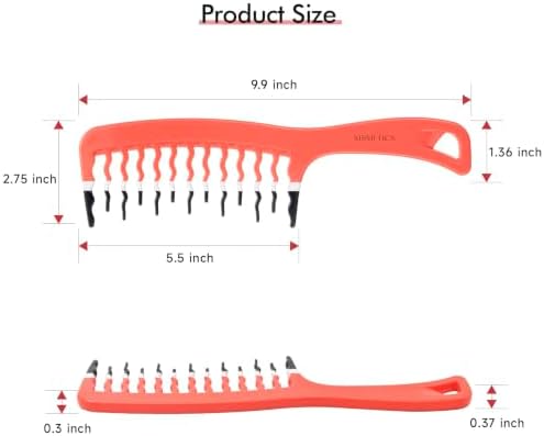 Big Hair Tools Extra Large Wide Tooth Comb for Thick, Curly, Wavy or Long Hair - Frizz-Free Detangling Shower Comb - Orange - Image 3