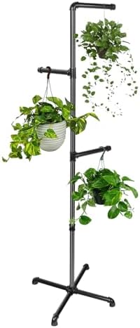 Hanging Plant Stand Indoor, Black Metal Plant Holder, 61 Inch by Chloraeon