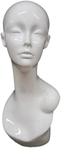 Female Glossy White Mannequin Head Stand 19"H by 888DisplayUSA