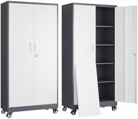 Yizosh Metal Garage Storage Cabinet,Mobile Lockable Tools Storage Cabinets by Yizosh