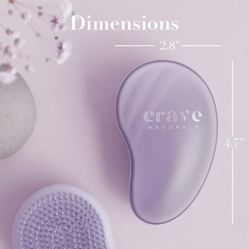 Crave Naturals Mini Detangler Hair Brush Purple – Glide Thru Hair Detangler Brush for Women, Kids & Toddlers – Gentle Scalp Care, No-Pain Tangle-Free Hairbrush for All Hair Types, Travel Hair Brush - Image 3