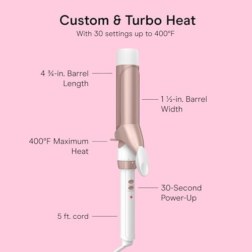 Conair Curling Iron, Double Ceramic, 1 1/2" Barrel, White/Rose Gold - Image 4