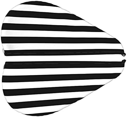 Black and White Stripe Hair Towel Wrap Microfiber Fast Drying Hair Turban with Buttons for Women Men Drying Curly, Long & Thick Hair - Image 3