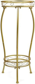 LOYAL TIGER Plant Stand Indoor Outdoor, 2 Tier 27" Tall Metal Shelf, Gold by LOYALTIGER