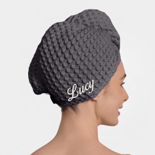 Luxury Organic Japanese Cotton Hair Drying Waffle Towel Wrap for Women | Absorbent, Quick-Dry Head Turban for Shower, Sauna, Spa | Extra Large for Long, Curly, Straight Hair With Button (Black, 1 Pc) - Image 5